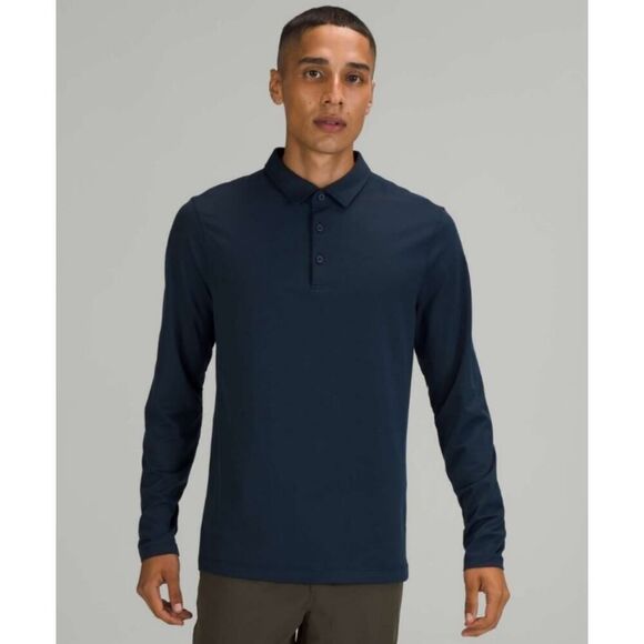 Lululemon Evolution Long Sleeve Polo Shirt Nautical Navy sz L - Picture 1 of 11